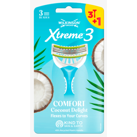 Wilkinson Xtreme 3 Comfort Coconut Delight Women's Shaver 4 Pieces