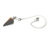 Tiger eye pendulum natural stone 3,5 cm + chain with ball 18 cm, stone of sun and earth, brings luck and wealth