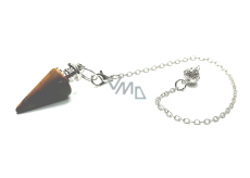 Tiger eye pendulum natural stone 3,5 cm + chain with ball 18 cm, stone of sun and earth, brings luck and wealth