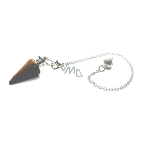 Tiger eye pendulum natural stone 3,5 cm + chain with ball 18 cm, stone of sun and earth, brings luck and wealth