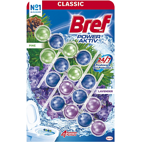 Bref Power Aktiv Pine & Lavender Toilet Block, 4× 50 g