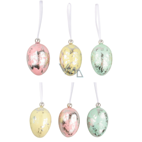 Plastic eggs with glitter for hanging 6 cm 6 pieces in bag