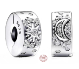 Charm Sterling silver 925 Beauty of the heavens, sun/moon, with cubic zirconia stopper, clip bead on universe bracelet