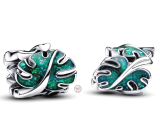 Charm Sterling silver 925 Tropical Plant Monstera, bead on bracelet plant