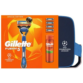 Gillette Fusion Gift Set, Razor, 4 Replacement Blades, Shaving Gel 200 ml