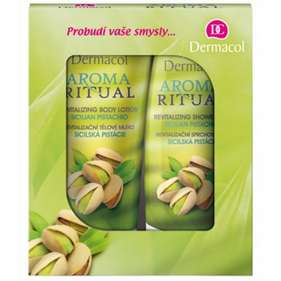 Dermacol Aroma Ritual Sicilian pistachios Revitalizing shower gel 250 ml + body lotion 200 ml, cosmetic set