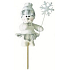 Snowman with snowflake silver figure groove 10 cm + skewers