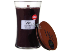 WoodWick Black Cherry - Black cherry scented candle with wooden wick and lid glass large 609.5 g
