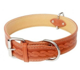 Tatrapet Leather Collar, cowhide embossed pattern - cognac 4 x 65 cm
