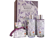 Bohemia Gifts Botanica Lavender shower gel 200 ml + hair shampoo 200 ml + toilet soap 100 g, book cosmetic set