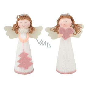 Angel knitted white with pink accessories for standing 13 cm 1 piece