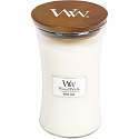 WoodWick White Teak - White teak scented candle with wooden wick and lid glass large 609.5 g