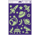 Window film without adhesive plastic glow in the dark rocket, ufo 20 x 30 cm