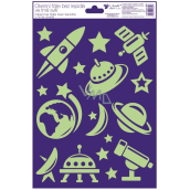 Window film without adhesive plastic glow in the dark rocket, ufo 20 x 30 cm