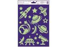 Window film without adhesive plastic glow in the dark rocket, ufo 20 x 30 cm