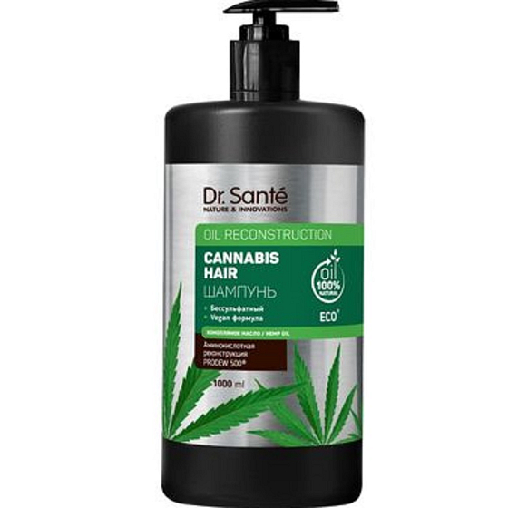 Dr. Santé Cannabis shampoo for weak and damaged hair with hemp oil 1 l dispenser