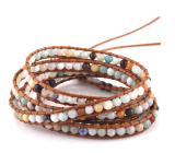 Amazonite bracelet natural stone wrap 5 strands hand knitted bead 4 mm / approx. 90 cm + 10 cm, stone of hope