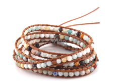 Amazonite bracelet natural stone wrap 5 strands hand knitted bead 4 mm / approx. 90 cm + 10 cm, stone of hope