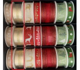 Nekupto Fabric Christmas ribbon Gold with stripe in the middle 25 mm x 2,5 m