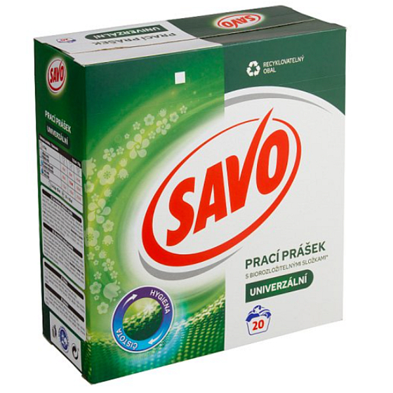 Savo Universal with biodegradable ingredients washing powder for coloured and white clothes 20 washes 1,4 kg