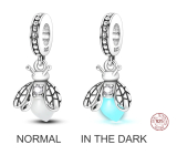 Sterling silver 925 Luminous - Firefly glows in the dark, changing colors, pendant on bracelet symbol