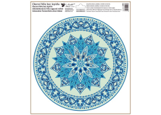 Window film without glue Blue-green mandala 30 x 33,5 cm