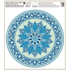 Window film without glue Blue-green mandala 30 x 33,5 cm