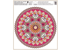 Window film without glue Red-pink mandala 30 x 33,5 cm