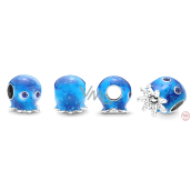 Charm Sterling Silver 925 Octopus with Bubbles and Ocean Waves, Bead for Sea Bracelet