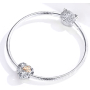 Charm Sterling silver 925 Beloved four-leaf clover for luck, bead heart on love bracelet