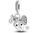 Charm Sterling silver 925 My baby 3in1 heart, footprint, pacifier, pendant for bracelet family