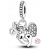 Charm Sterling silver 925 My baby 3in1 heart, footprint, pacifier, pendant for bracelet family