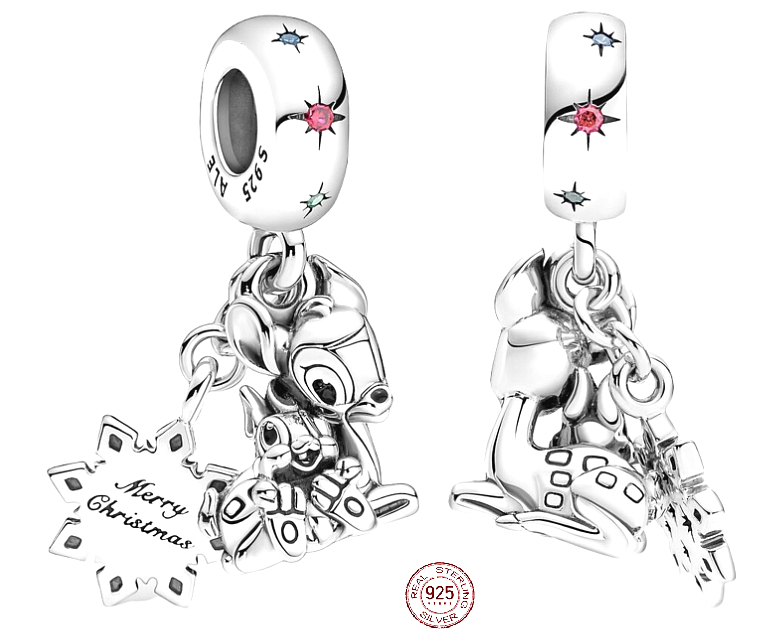 Charm Sterling silver 925 Disney Bambi and Dupik, 2in1 pendant for ...