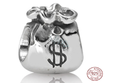 Sterling silver 925 Money pouch, bead on bracelet symbol