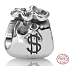 Sterling silver 925 Money pouch, bead on bracelet symbol