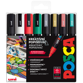 Posca Set of acrylic markers 1,8 - 2,5 mm mix of Christmas colours 8 pieces PC-5M
