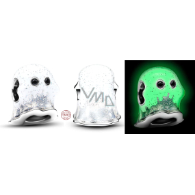 Charm Sterling Silver 925 Boo Ghost Glowing in the Dark, Luminous Bead for Bracelet, Halloween