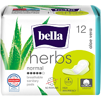 Bella Herbs Aloe Vera women's pads, 12 pcs