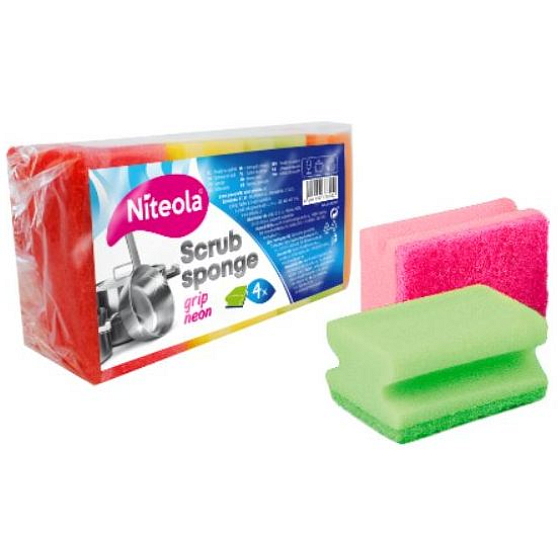 Niteola Grip Scrub Sponge Ultra shaped dish sponge 9 x 7 x 4.5 cm 4 pieces