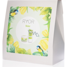Ryor Relax refreshing shower gel 200 ml + softening sugar peeling 325 g + terry towel 30 x 50 cm, cosmetic set
