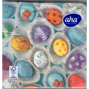 Aha Paper napkins 3 ply 33 x 33 cm 20 pieces Easter, colored eggs in white baskets
