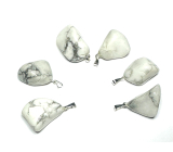 Magnesite / Howlite White Tumbler Pendant natural stone, 2,2-3 cm, 1 piece, cleansing stone