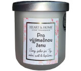 Heart & Home Fresh linen soy scented candle with inscription For a special woman 110 g