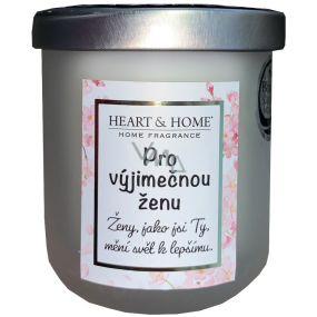 Heart & Home Fresh linen soy scented candle with inscription For a special woman 110 g