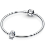 Sterling silver 925 Bird with blue cubic zirconia, bead on bracelet animal