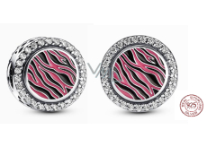 Charm Sterling silver 925 Charm with zebra print pink, bead on bracelet animal