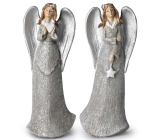 Angel in grey glitter dress polystone 65 x 165 mm mix of species