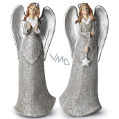 Angel in grey glitter dress polystone 65 x 165 mm mix of species