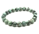 Emerald bracelet elastic natural stone, ball 8 mm / 16 - 17 cm, royal stone