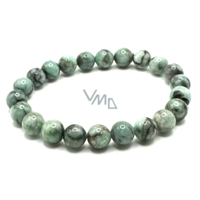 Emerald bracelet elastic natural stone, ball 8 mm / 16 - 17 cm, royal stone